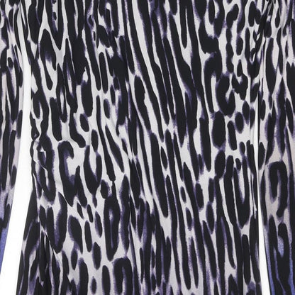 Coast Womens White Animal Print Polyester Pencil Dress Size 10 V-Neck Pullover - Leopard Print Ombré