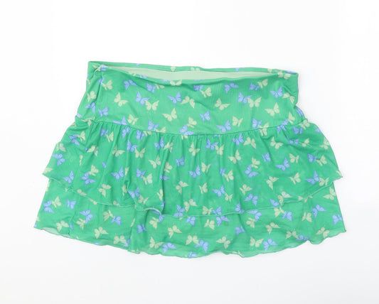 Divided Womens Green Geometric Polyester Mini Skirt Size M - Butterfly Pattern