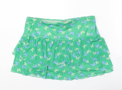 Divided Womens Green Geometric Polyester Mini Skirt Size M - Butterfly Pattern