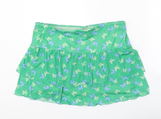 Divided Womens Green Geometric Polyester Mini Skirt Size M - Butterfly Pattern