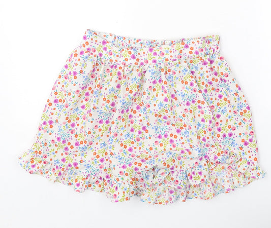 Topshop Womens White Floral Polyester Cut-Off Shorts Size 8 Regular Pull On
