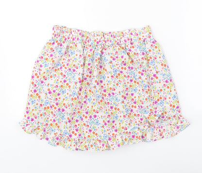 Topshop Womens White Floral Polyester Cut-Off Shorts Size 8 Regular Pull On