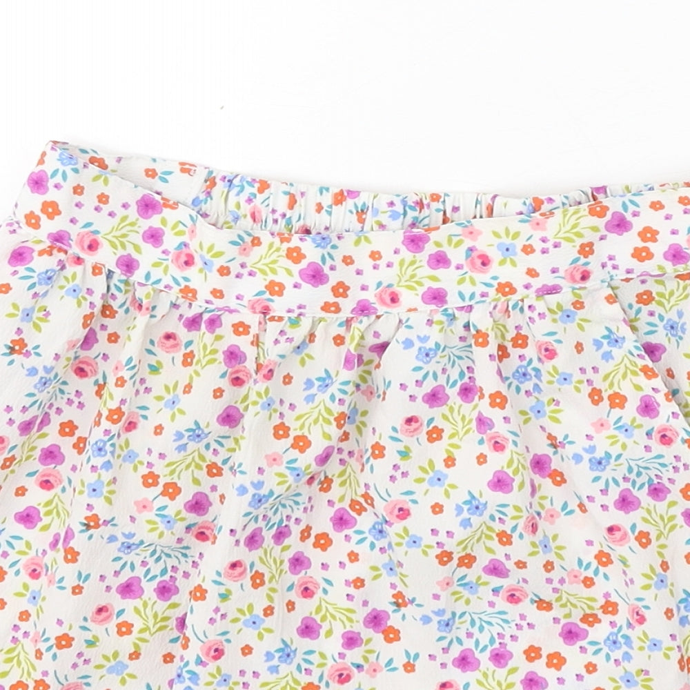 Topshop Womens White Floral Polyester Cut-Off Shorts Size 8 Regular Pull On