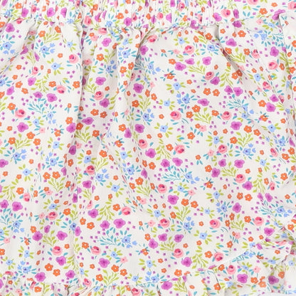 Topshop Womens White Floral Polyester Cut-Off Shorts Size 8 Regular Pull On