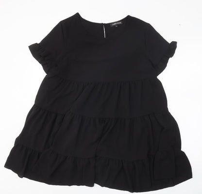 Cameo Rose Womens Black Polyester A-Line Size S Scoop Neck Button - Tiered