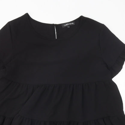 Cameo Rose Womens Black Polyester A-Line Size S Scoop Neck Button - Tiered
