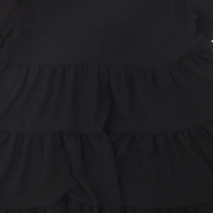 Cameo Rose Womens Black Polyester A-Line Size S Scoop Neck Button - Tiered