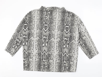 TU Womens Grey Round Neck Animal Print Polyester Pullover Jumper Size 12 - Snake print