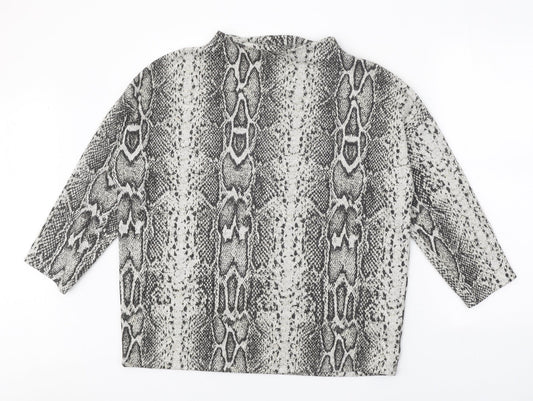 TU Womens Grey Round Neck Animal Print Polyester Pullover Jumper Size 12 - Snake print
