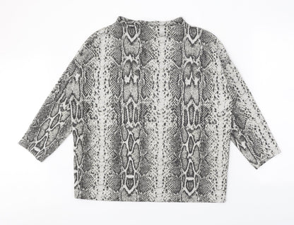 TU Womens Grey Round Neck Animal Print Polyester Pullover Jumper Size 12 - Snake print