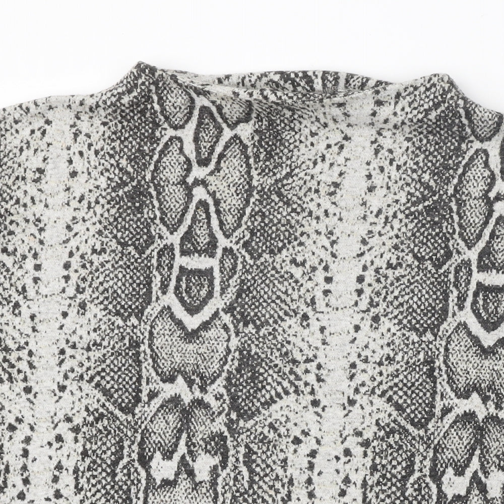 TU Womens Grey Round Neck Animal Print Polyester Pullover Jumper Size 12 - Snake print