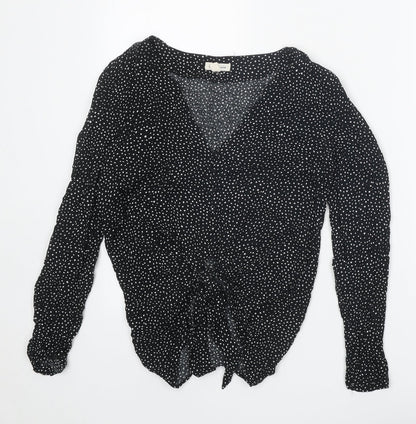 Womens UK Size S Silence + Noise Black Basic Button-Up