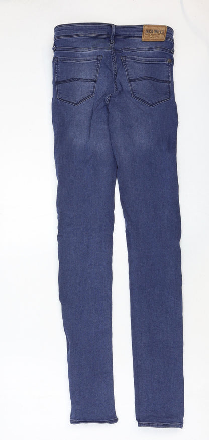 Jack Wills Mens Blue Cotton Skinny Jeans Size 26 in Regular Zip