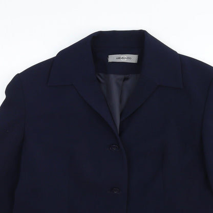 AMARANTO Womens Blue Cotton Jacket Suit Jacket Size S