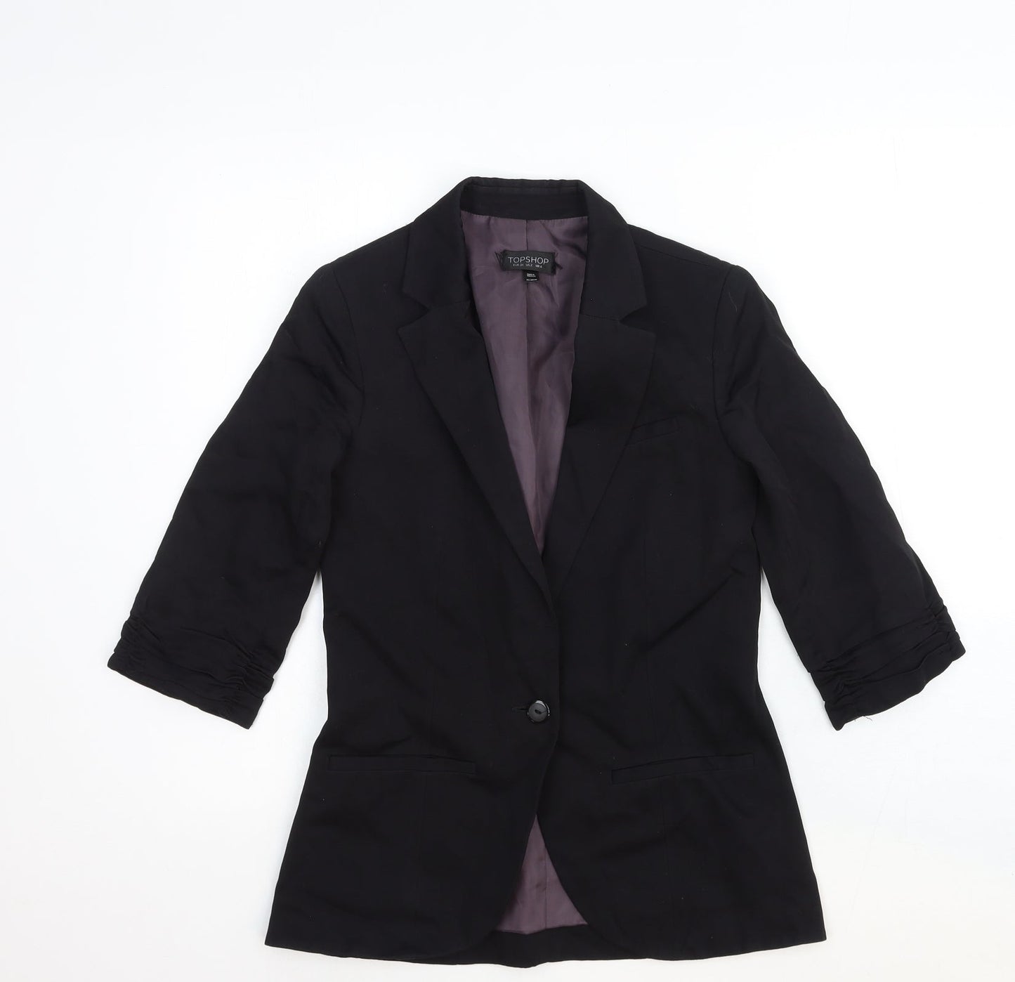 Topshop Womens Black Wool Jacket Blazer Size 6