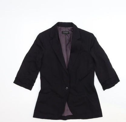 Topshop Womens Black Wool Jacket Blazer Size 6