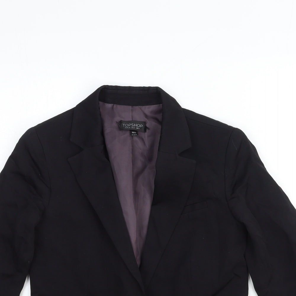 Topshop Womens Black Wool Jacket Blazer Size 6