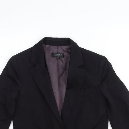 Topshop Womens Black Wool Jacket Blazer Size 6