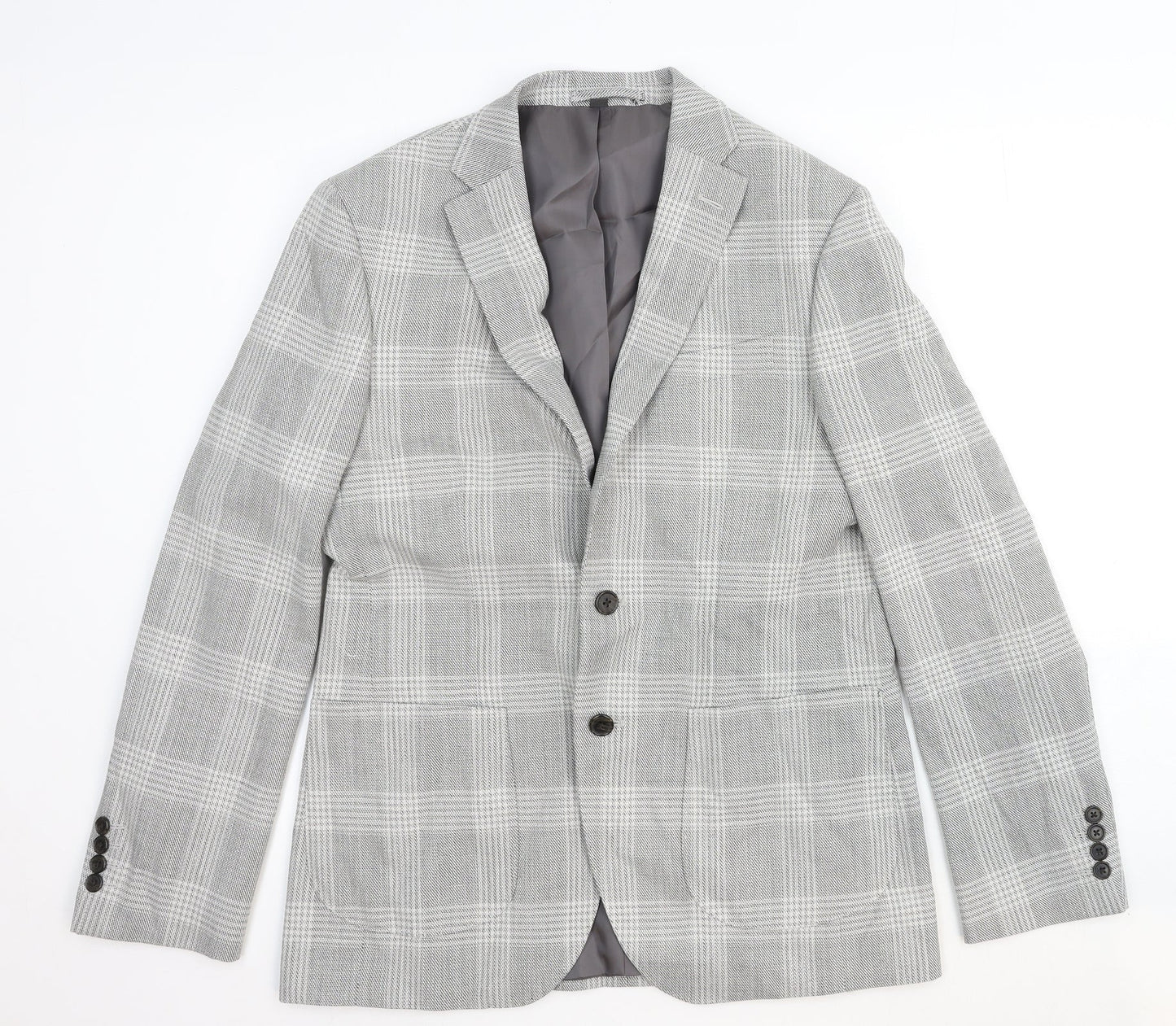 Marks and Spencer Womens Grey Plaid Wool Jacket Blazer Size M