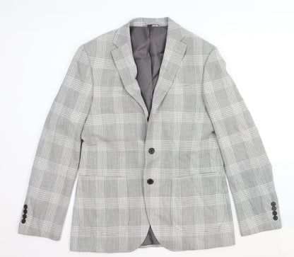 Marks and Spencer Womens Grey Plaid Wool Jacket Blazer Size M
