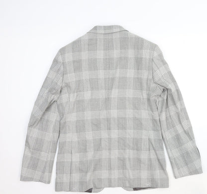 Marks and Spencer Womens Grey Plaid Wool Jacket Blazer Size M
