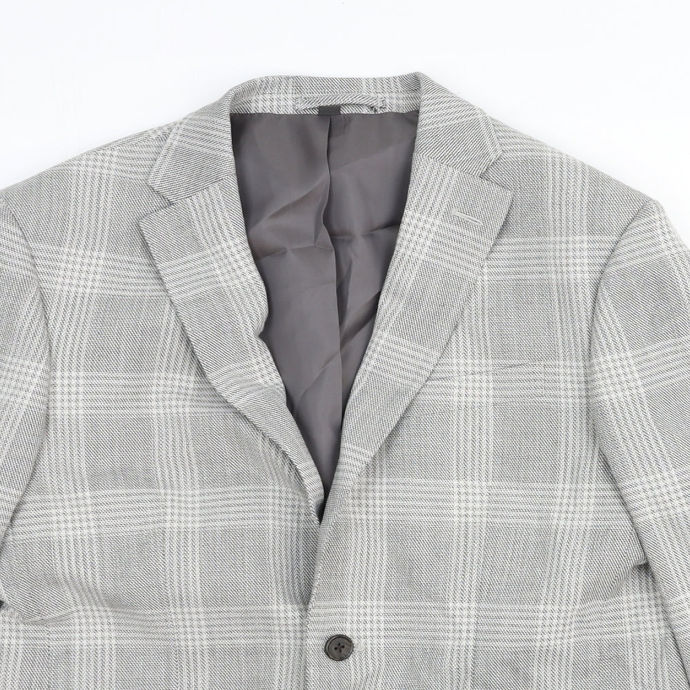 Marks and Spencer Womens Grey Plaid Wool Jacket Blazer Size M