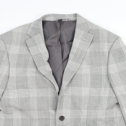 Marks and Spencer Womens Grey Plaid Wool Jacket Blazer Size M