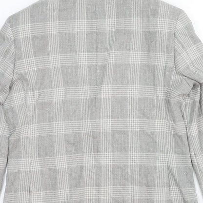 Marks and Spencer Womens Grey Plaid Wool Jacket Blazer Size M