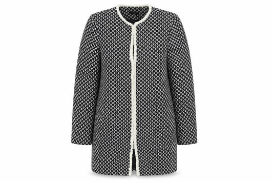 Marks & Spencer Womens Black Geometric Pea Coat Coat Size 8