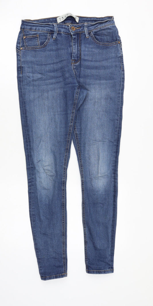 Denim & Co. Womens Blue Cotton Skinny Jeans Size 10 Slim Zip