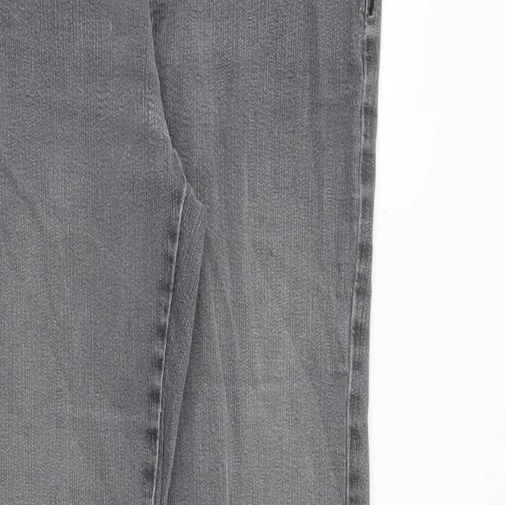 Denim & Co. Womens Grey Cotton Straight Jeans Size 10 Slim Zip