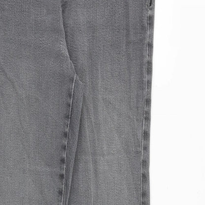 Denim & Co. Womens Grey Cotton Straight Jeans Size 10 Slim Zip