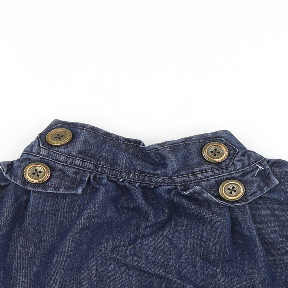 NEXT Girls Blue Cotton Skater Skirt Size 3-4 Years Regular Button