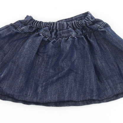 NEXT Girls Blue Cotton Skater Skirt Size 3-4 Years Regular Button