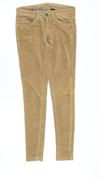 YES YES Womens Brown Cotton Trousers Size 28 in Slim Zip