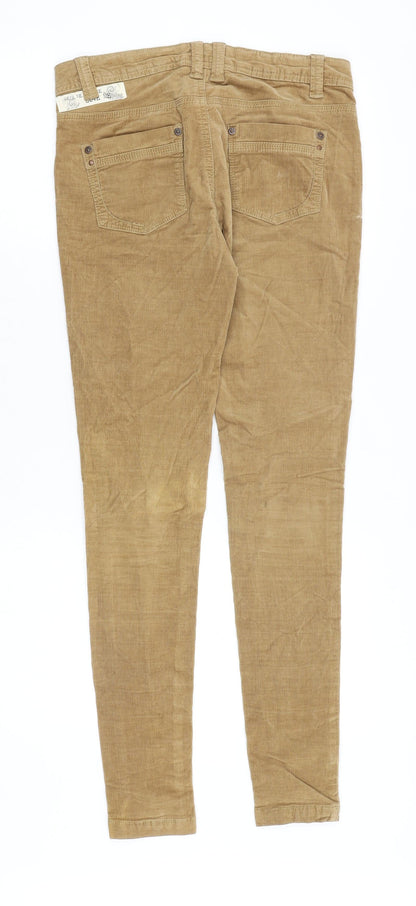YES YES Womens Brown Cotton Trousers Size 28 in Slim Zip