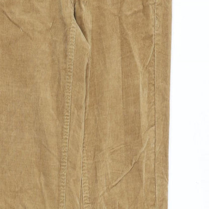 YES YES Womens Brown Cotton Trousers Size 28 in Slim Zip
