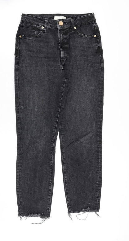 River Island Womens Black Cotton Straight Jeans Size 6 Regular Zip