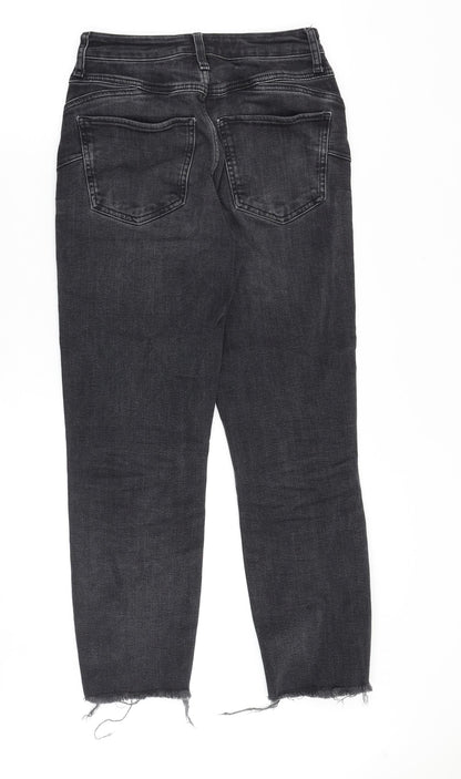 River Island Womens Black Cotton Straight Jeans Size 6 Regular Zip