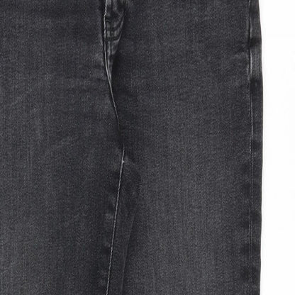 River Island Womens Black Cotton Straight Jeans Size 6 Regular Zip
