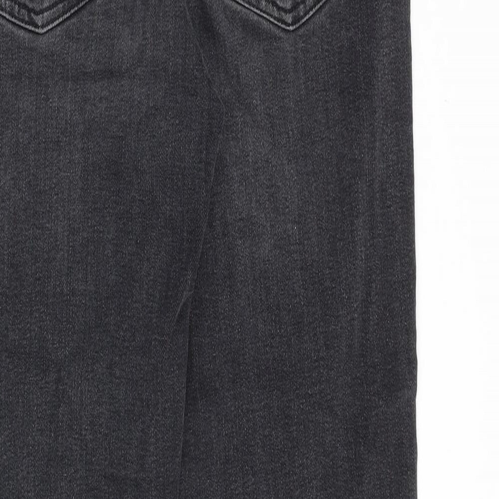 River Island Womens Black Cotton Straight Jeans Size 6 Regular Zip