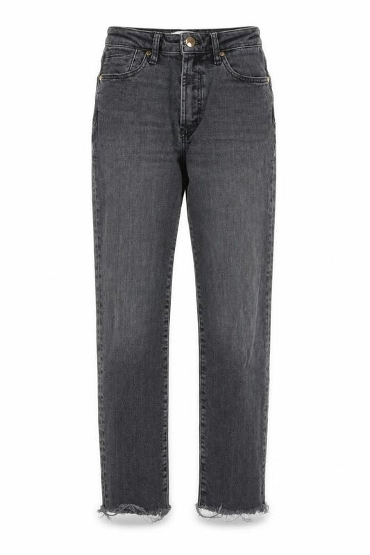 River Island Womens Black Cotton Straight Jeans Size 6 Slim Zip
