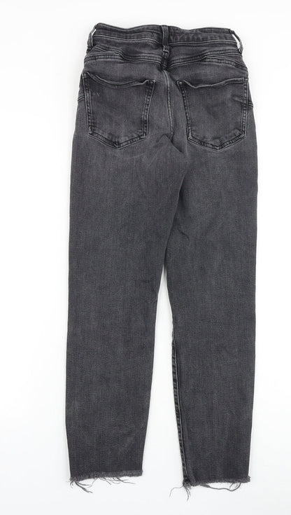 River Island Womens Black Cotton Straight Jeans Size 6 Slim Zip