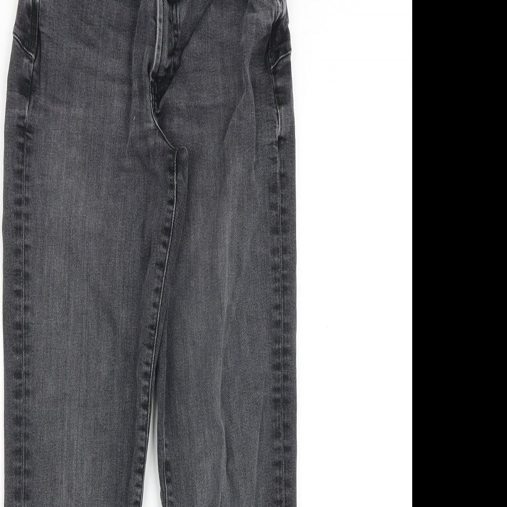 River Island Womens Black Cotton Straight Jeans Size 6 Slim Zip