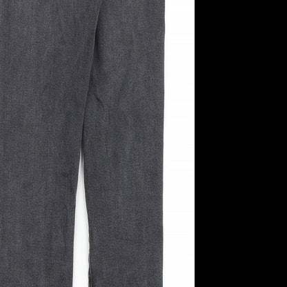 River Island Womens Black Cotton Straight Jeans Size 6 Slim Zip