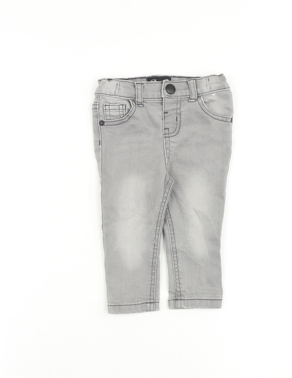 Denim & Co. Baby Grey Cotton Jogger Jeans Size 6-9 Months L50 cm Snap