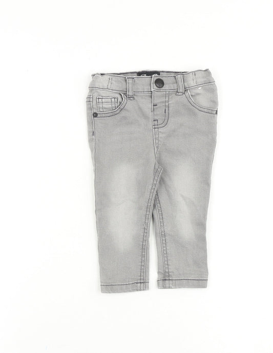 Denim & Co. Baby Grey Cotton Jogger Jeans Size 6-9 Months L50 cm Snap
