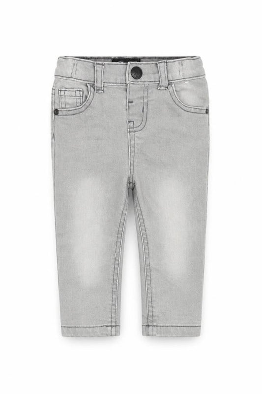 Denim & Co. Baby Grey Cotton Jogger Jeans Size 6-9 Months L50 cm Snap