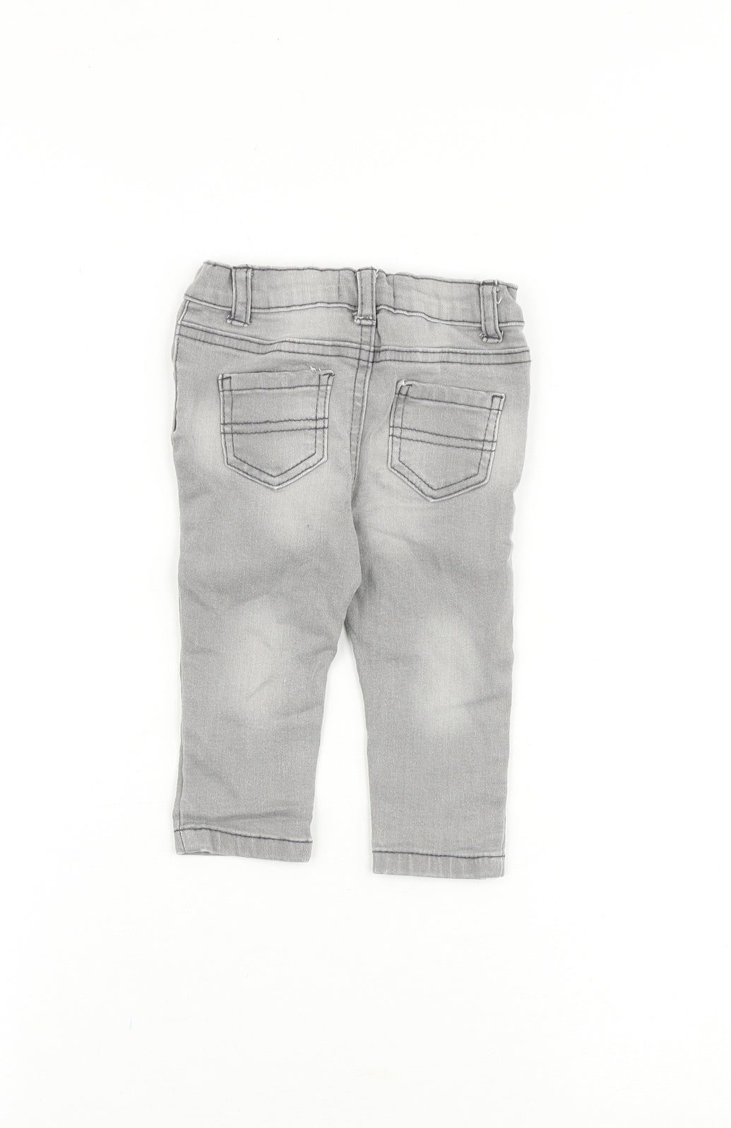 Denim & Co. Baby Grey Cotton Jogger Jeans Size 6-9 Months L50 cm Snap