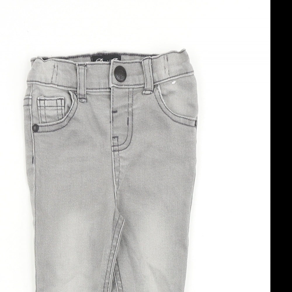 Denim & Co. Baby Grey Cotton Jogger Jeans Size 6-9 Months L50 cm Snap